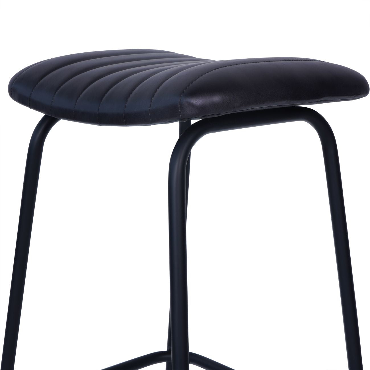 Set of 2 Arthur Charcoal Black Leather Bar Stools